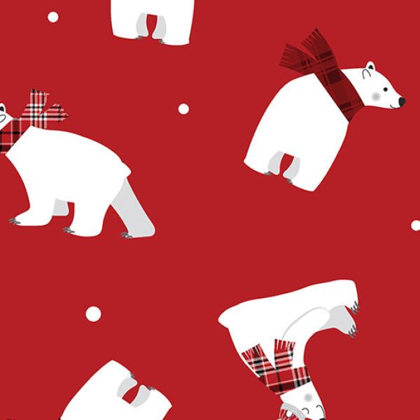 Winter Comfort - Polar Bear Fun Red - Flanell